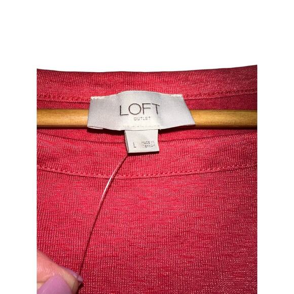 LOFT Lot of 2 pullover tops Pink Tan white Stripe L NWT Casual Boxy lightweight - Picture 5 of 16